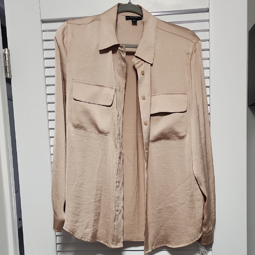 Women's Alfani Champagne Button Down Blouse